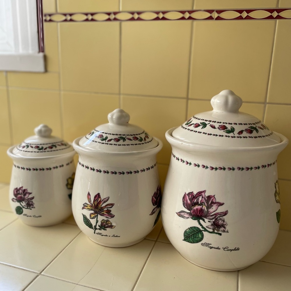 Botanical Gardens Magnolia Ceramic Canister Set